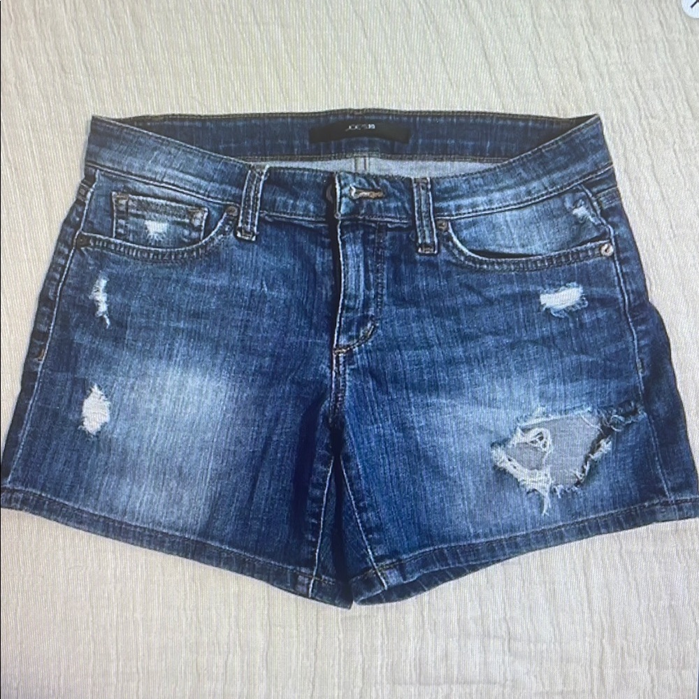 Distressed Blue Denim Shorts